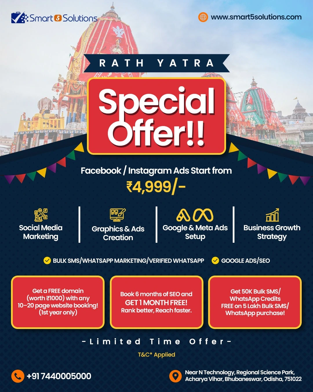 Rathayatra Offer for Digital Marketing service - Smart 5 Solutions | Smart 5 Solutions